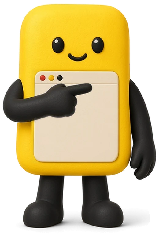 Geth, the GetAPage mascot, pointing