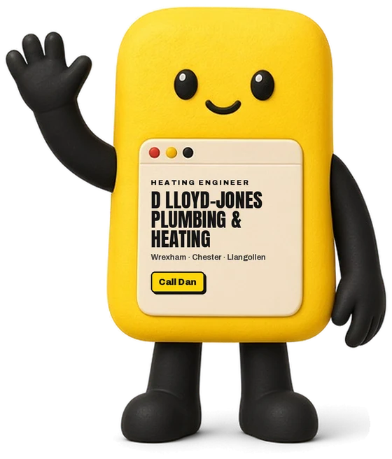 Geth wearing D Lloyd-Jones Plumbing & Heating’s page on his screen